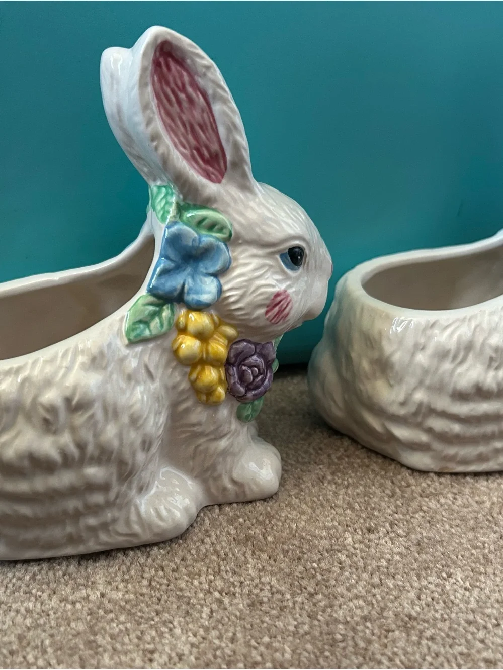 Vintage Hermitage Pottery Bunny Planters (set of 2)